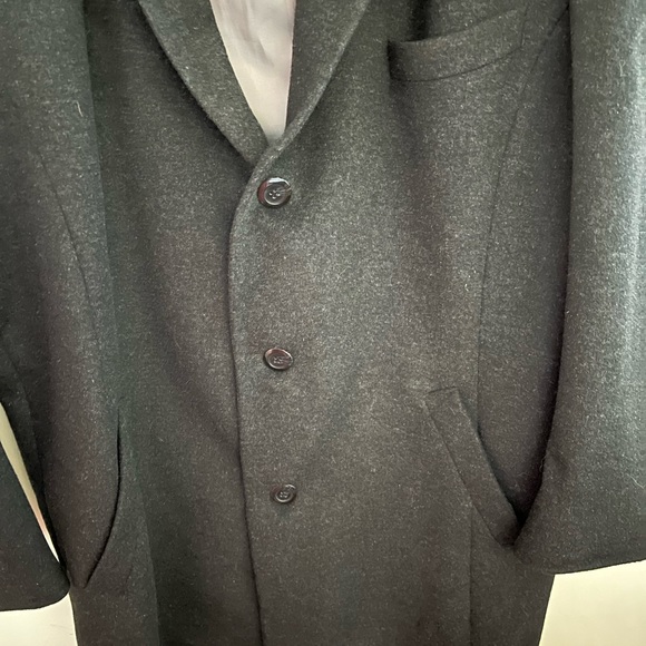 Prontomoda Men Sz. 46L charcoal grey Overcoat. Cashmere/Wool 3 Button, UnisexEUC - Picture 6 of 9